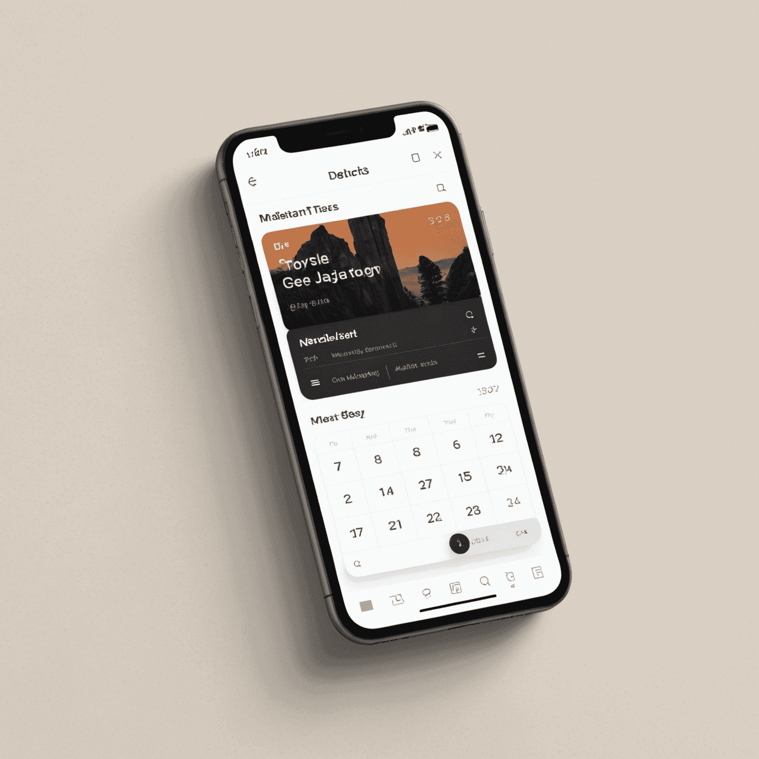 A sleek productivity app interface with a minimalist design, featuring a to-do list, calendar, and task management tools