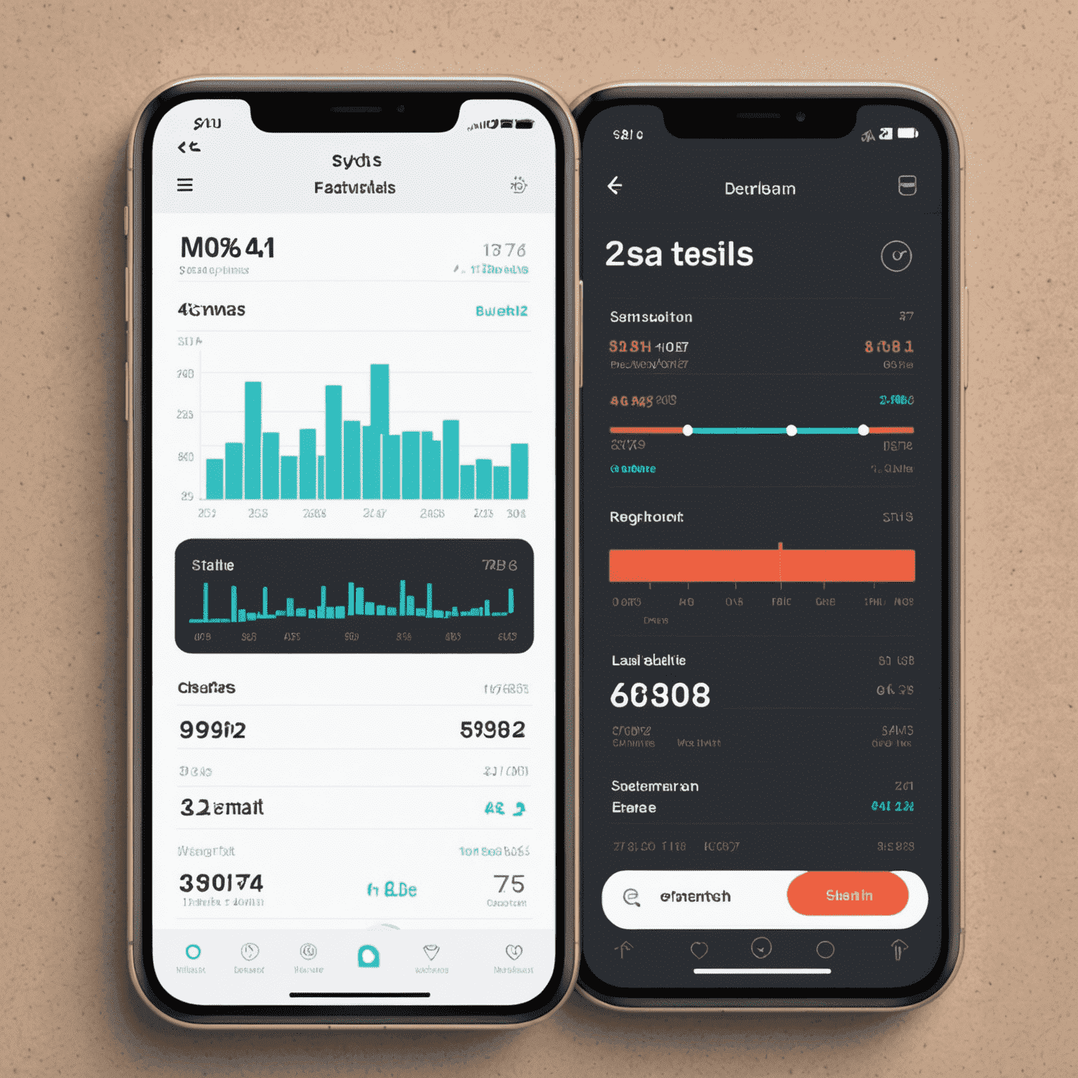 A fitness app showcasing a dashboard with step count, heart rate monitoring, and workout plans
